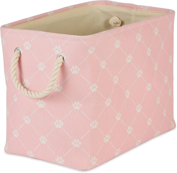 Bone Dry Pet Storage Paw and Bone, Trellis Collection, Medium Rectangle, 16x10x12, Pink