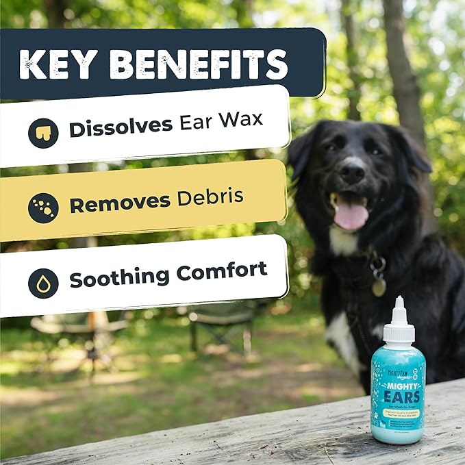 Mighty Paw Waggables Dog Ear Wash - 4 oz (Made in USA) | Cleaner Solution. Wash Cleaner Aloe Vera Pet Drops. Liquid Cleaner for Dogs. for Itchy, Yeast & Healthy Ear Canals
