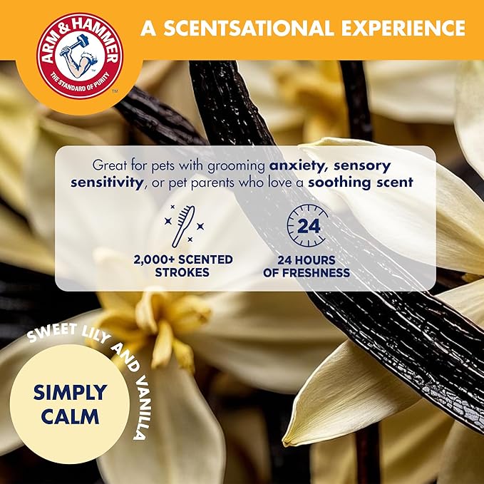 Arm & Hammer Deodorizing Dog Grooming Glove, Fragrance Transfer Technology with Baking Soda, Deshedding Glove for Bathing & Dry Grooming, Pet Hair Removal, Sweet Lily & Vanilla Scent