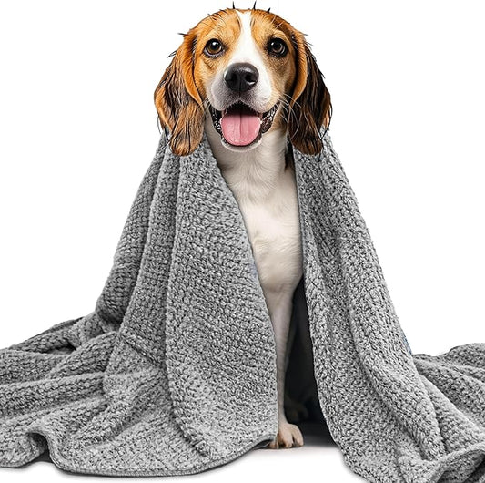 NVNAN Extra Large Dog Towel - Microfiber Ultra-Absorbent & Fast-Drying for Large Dogs, Pet Bath, Grooming, Swimming - 40x24 Inch-Grey- 1-Pack