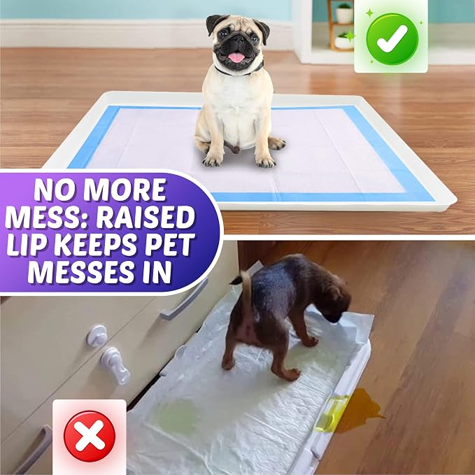 Dog Pee Pad Holder - Fits Up to 28” x 34” Pee Pad - 1 Pack - White | Stable Grip, Soft Edges, Quick Wipe Silicone Surface, Dog Pad Holder for Indoor Flooring Protection