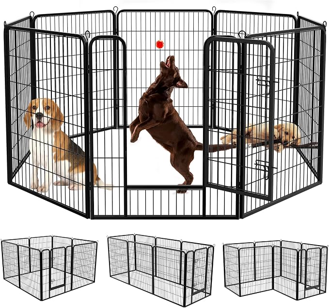 8-Panel Dog Playpen - 40" Height, Indoor/Outdoor, Small to Large Dogs, Puppy Kennel