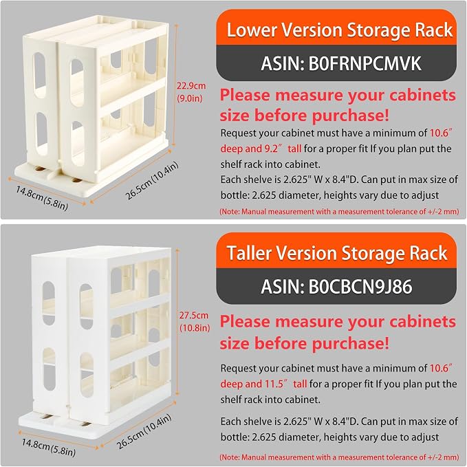 Dutiplus 3-Tier Medicine Organizer Cabinet Storage Rack with Pull-and-Rotate Design for Holding Vitamins, Supplements, Cosmetics 10.82" H x 5.82" W x 10.43" D Creamy White