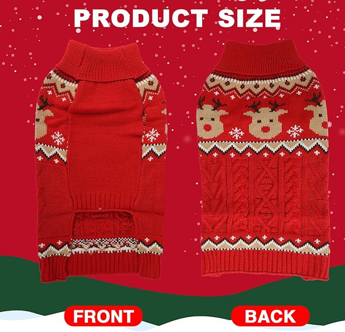 Dog Christmas Sweater Puppy Soft Holiday Xmas Clothes Pet Reindeer Outfit Reindeer Outfit for Small Medium Dogs and Cats Winter Warm Knitwear (red, XX-Large)