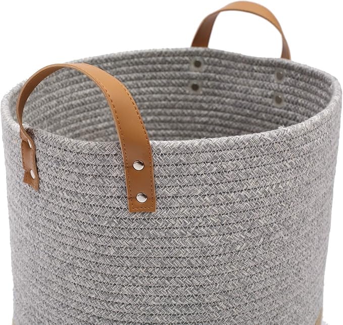 Cotton dog toy basket storage, puppy toy basket, puppy bins, laundry basket blanket storage bin - Perfect for organizing pet toys, blankets, leashes, pee mats and diapers - Graykhaki