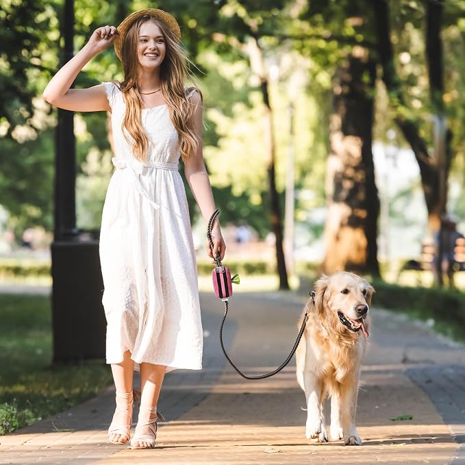 Dog Poop Bag Holder for Leashes and Treat Holder with 3 Waterproof Pouches | Poop Bag Dispenser for Pet Waste Bags and Walking Accessories + 1 Free Roll