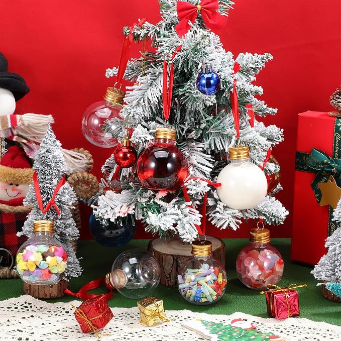10pcs Christmas Bulb-shaped Juice Bottles with Leak-proof Protective Lid Covers, round Pet Plastic Party Juice Bottles for Holiday Decoration and Gift Packaging