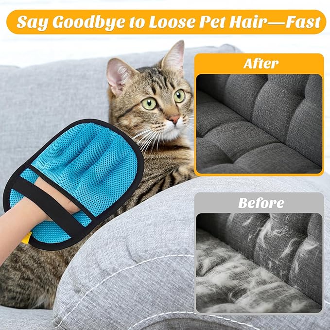 Coppthinktu Pet Hair Removal Glove for Dogs Cats, Pet Hair Remover Brush Electrostatic Five-Finger Dog Hair Remover Tool, Upgraded Reusable Magic Brush for Clothing, Laundry, Carpet, 1 PCS
