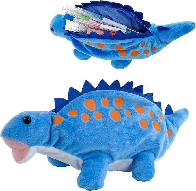 BB FUN HOUSE Pencil Case for Kids, 3D Plush Animal Dog Dinosaur Pencil Pouch Soft Stationery Storage Pen Bag for Girls and Boys School Supplies