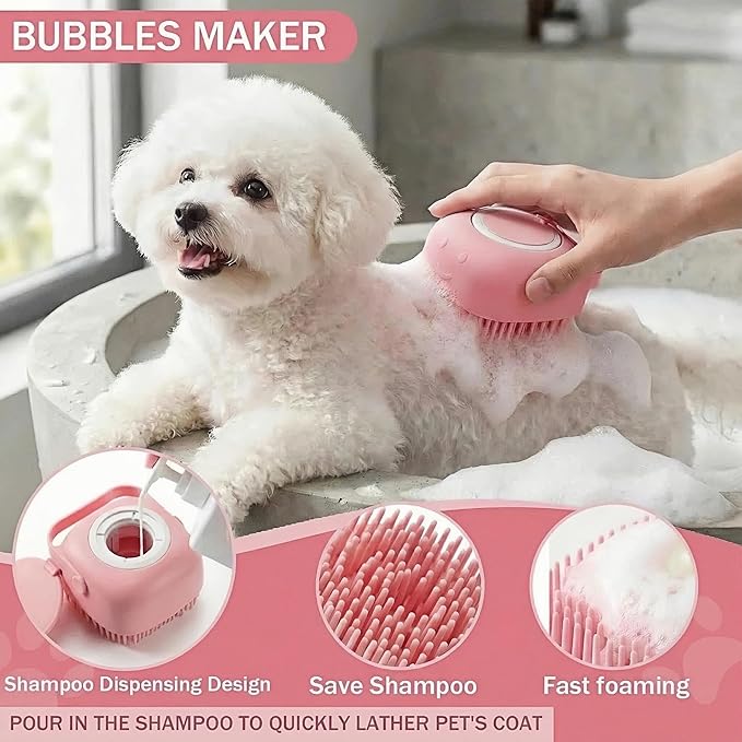 12PCS Dog Bath Kit & Dog Brush Kit - Professional Pet Grooming Tools Set for Dogs & Cats, Includes Shedding Brush, Bath Scrubber & Dematting Combs - Complete Dog Washing Essentials Pink