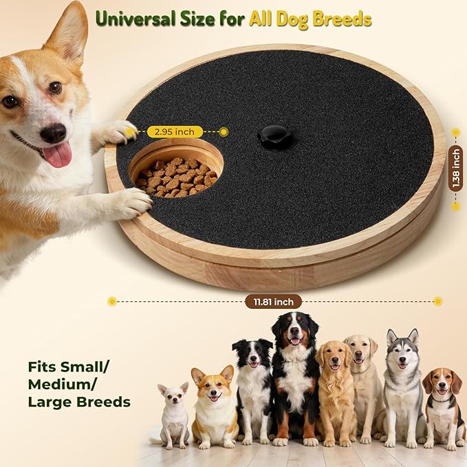 Zenflux Dog Nail Scratch Board with Treat Box, Dog Scratch Pad for Nails, Adjustable Interactive Dog Nail File Toy for Stress-Free Grooming, Treat Puzzle Scratch Board for Dogs, Black