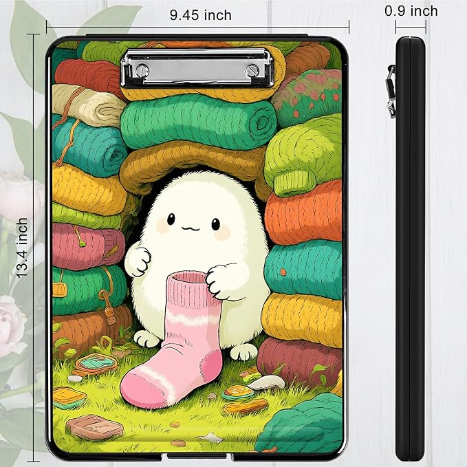 Heavy Duty Storage Clipboard, Slim Nursing Clipboard with Internal Pen Case, Portable File Organizer Case for A4 Letter Size Paper Office Medical Professionals, Sock Pet