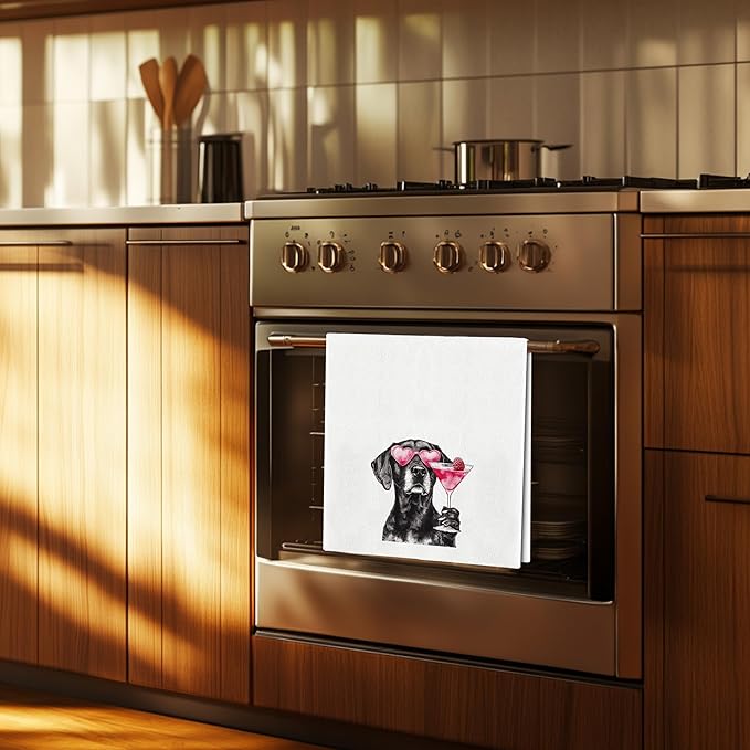 Labrador Dog Kitchen Towels - Labrador Retriever Cocktail Lovers Gifts, Bar Towels for Bartender, Funny Black Labrador Hand Towels Dish Towels for Kitchen Bar, 16x24 Inch