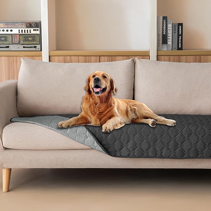 gogobunny Waterproof Blanket, Couch Covers for Dogs, Reversible Protector | 3X Stronger Leakproof, Scratch Proof Durable Furniture Protection, Stain Resistant, Washable, 30x70 Inch Dark/Light Charcoal