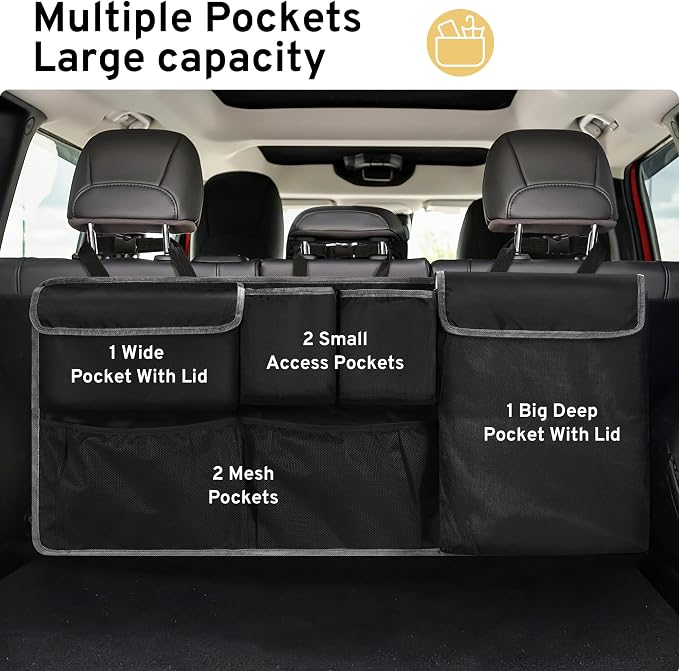 Car Trunk Storage Organizer for Jeep Wrangler JL JK Compass Grand Cherokee | for Cherokee Renegade Wagoneer Patriot Liberty Commander 2/4 Door SUV Accessories Back Seat Hanging Bag 2000-2025 2026