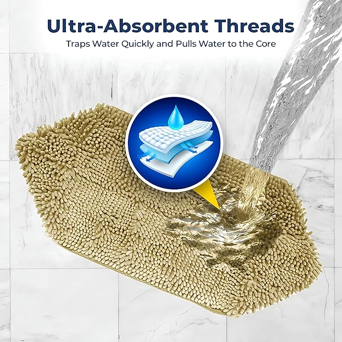 Muddy Mat Doggy Dryer, Highly Absorbent Microfiber Washable Dog Shammy Quick Drying Towel Absorber - Extra Soft Plush Wrap Chenille Bath Towels to Dry Soggy Large Pets & Small Puppy-Beige 19"x46"