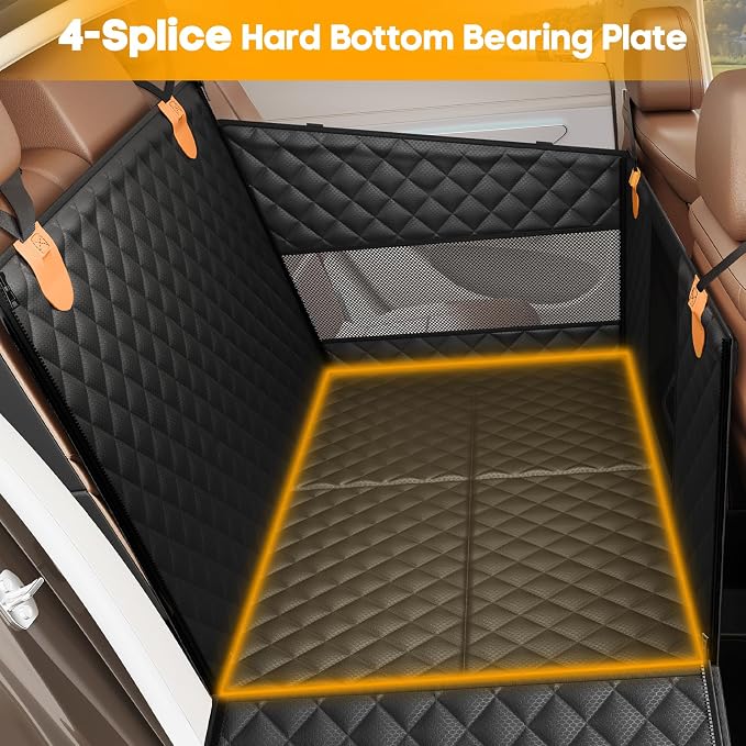 Large Dog Car Seat, Back Seat Extender for Dogs with Hard Bottom | Waterproof Medium Carseat for Dogs with 3 Mesh Windows, Pet Seat Cover for Cars, Trucks and SUVs