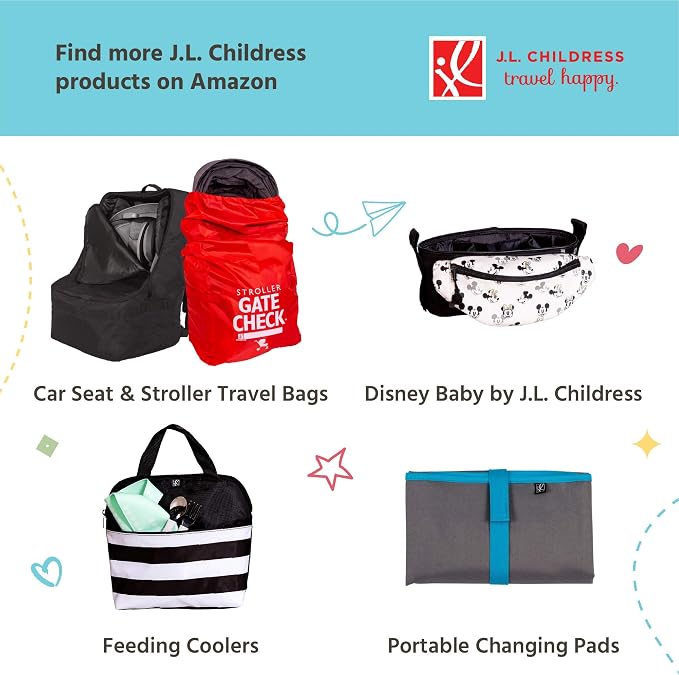J.L. Childress Cups 'N Cargo Universal Stroller Caddy Organizer-Essential Travel Accessories for Baby Stroller,Includes Cup Holders&Mesh Storage Bag,Fits UPPAbaby,Doona,Nuna,&More-Black (Pack of 12)