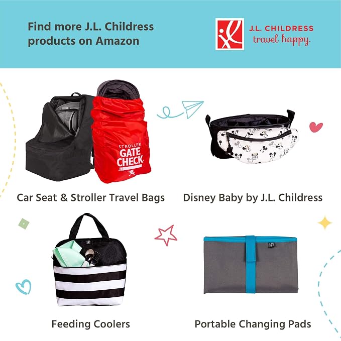 J.L. Childress Universal Side Sling Stroller Organizer & Caddy, Black | Stroller cargo net attachment adds easy-access storage for baby essentials to any stroller with secure, non-slip straps