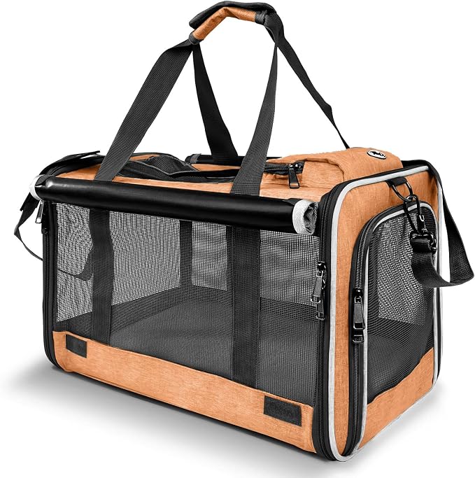 GAPZER Dog Carry Bag Puppy, Pet Soft-Shell Portable Kennel Crate 0-15 lbs | Privacy Protection Big Kitten Car Travel Cloth Carry Bag up to 20 lbs, Small Animal Portable Mesh Kennel Cage for Vet Visits
