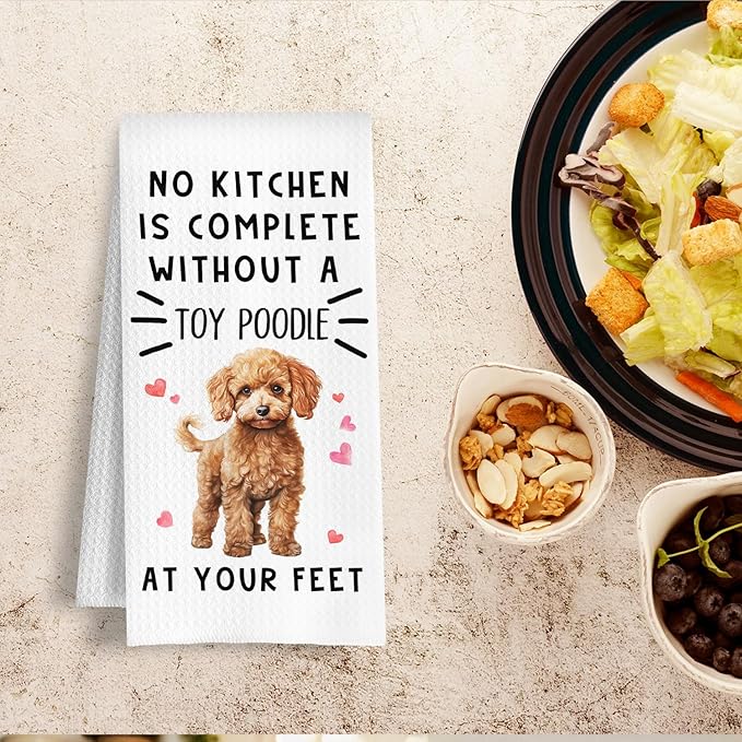Funny Toy Poodle Hand Towels for Kitchen Home Bathroom Decor, A Kitchen is Not Complete Without A Toy Poodle Dish Towel, Dog Lovers Gift, 16×24 Inch