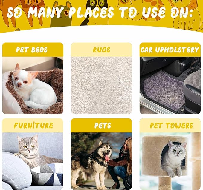 Abbylike 6 Pcs Pet Hair Remover Pumice Stone Reusable Portable Dog Cat Hair Removal Tool Scraper for Carpet,Couch, Bedding, Car Upholstery, Furniture Cleaning (6.1 x 2.56 x 1.4 Inch,Yellow)