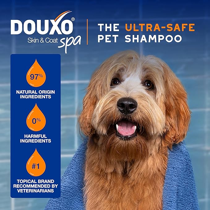 DOUXO® Skin & Coat SPA - Ultra-Safe 2 in 1 Conditioning Dog Shampoo, 16 fl oz, Cleans and Deeply Hydrates The Skin, Leaves The Coat Soft, Silky and Detangled