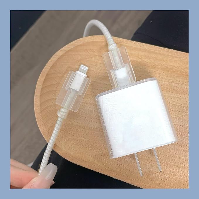 USTIYA Case Cute Cable Protector for iPhone Charger Phone Wire Saver for iPhone 11 12 13 14 15 16 Pro Max Plus Charger 18W 20W (Transparent)