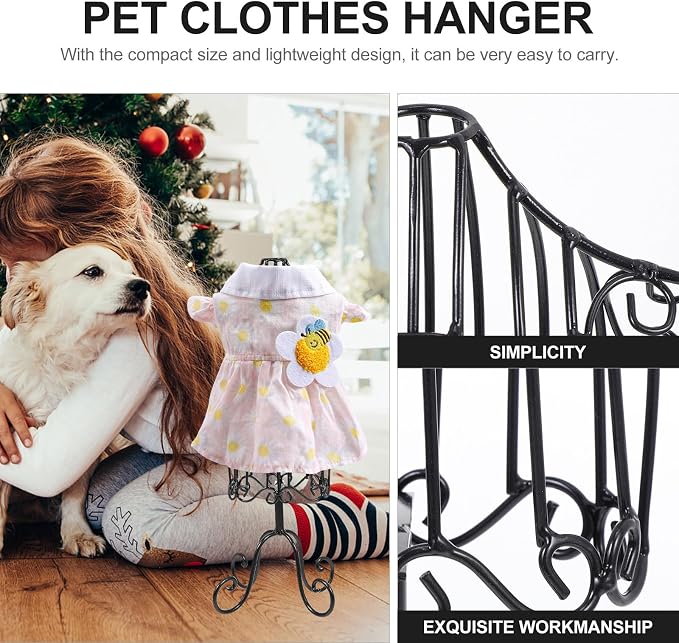 Sosoport Iron Pet Clothing Display Stand for Puppy and Cat Coats, Lightweight and Easy to Carry Black Iron Mannequin Rack for Home Adornment and Pet Clothes Organization