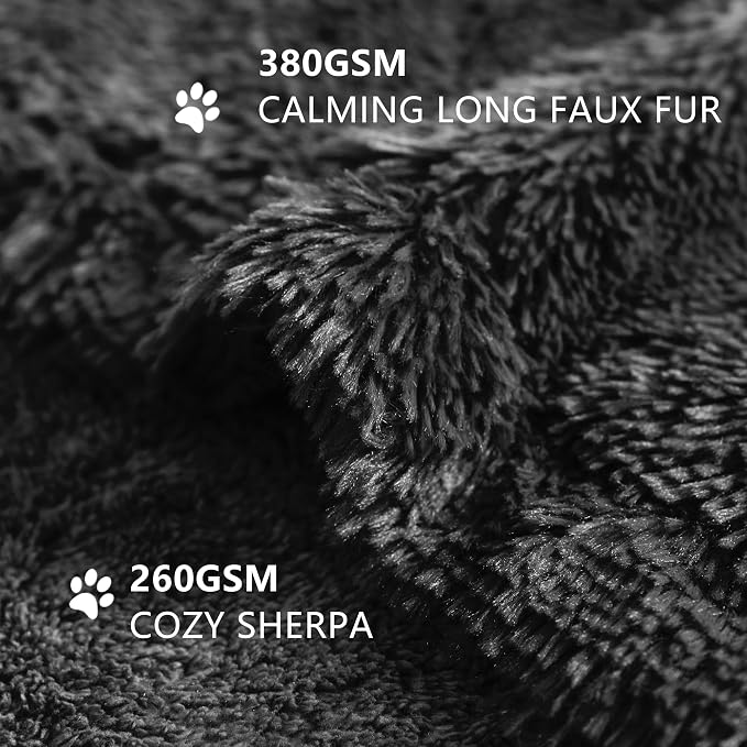 gogobunny Waterproof Dog Blanket for Couch & Furniture Protection - Super Soft Reversible Throw for Large Dogs & Cats, Calming Washable Fur & Sherpa Pet Blanket (40x50 Inch, Black)