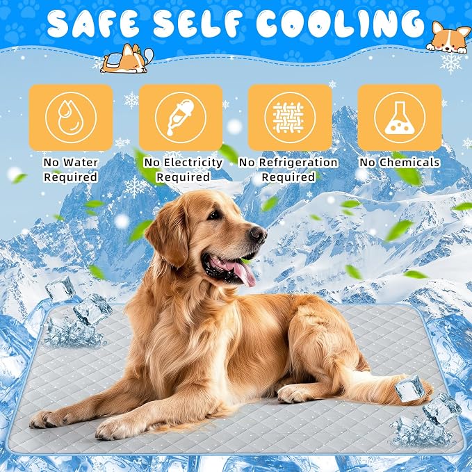 Nuanchu 4 Pack Dog Cooling Mat for Large Dogs, 39'' x 28'' Self Cooling Dog Pad with Storage Bags Pet Bed Blanket for Dogs, Breathable & Washable for Summer Indoor Outdoor Crate Car Seat Travel