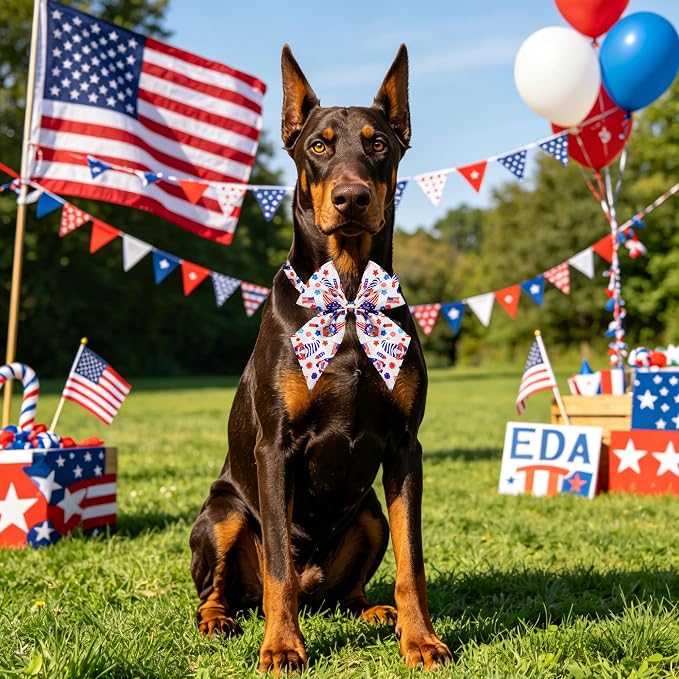 PET SHOW 10 Pack 4th of July Sailor Dog Bowties for Large Dogs