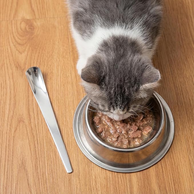 2 Pcs Dog Cat Spoon SPet Can Spoon Stainless steel Can Scoop Portable Pet Feeding Long Handle Food Scoop Wet Food Storage Feeder