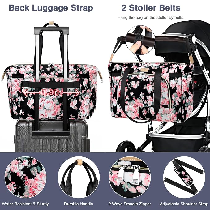 Diaper Bag Tote for Baby 7PCS, Large Mommy Bag with Portable Changing Pad | Multifunctional Hospital Bags for Labor and Delivery with Pacifier Case and Organizer Pouches,Travel Baby Bag for Boy Girl