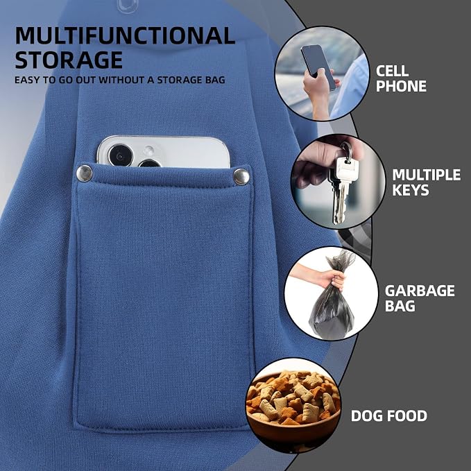 Dog and Cats Carrier Sling, Puppy Small Pet Carrier with Storage Pocket | Reversible Dog Sling Carrier, Safety Buckle, Storage Pocket, Machine Washable for Travel, Outdoor Activities, Hand-Free, Blue