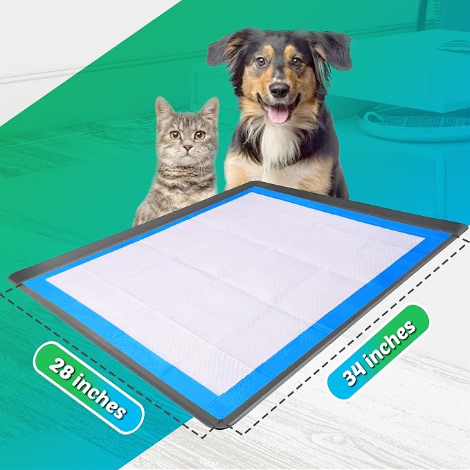 Dog Pee Pad Holder - Fits Up to 28” x 34” Pee Pad - 1 Pack - Grey | Stable Grip, Soft Edges, Quick Wipe Silicone Surface, Dog Pad Holder for Indoor Flooring Protection