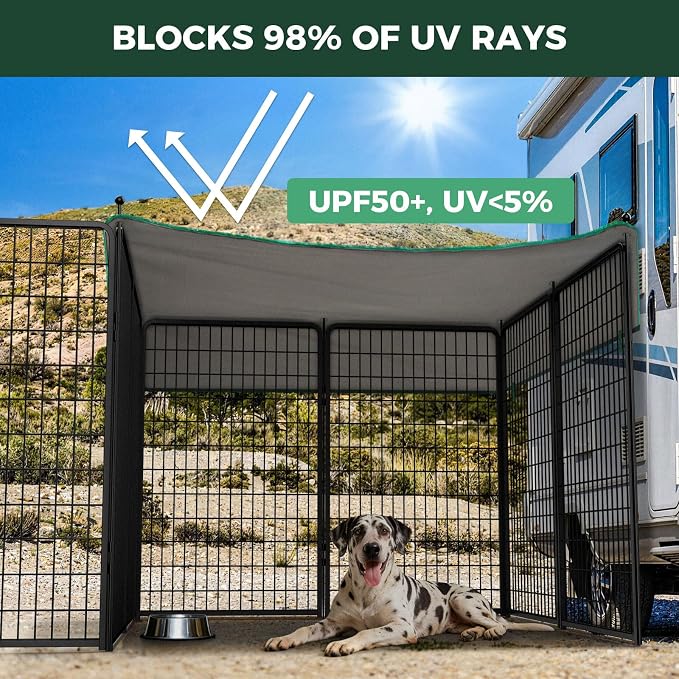 FXW Rollick Dog Playpen with Sun Shade, 50"H, 16 Panels | Heavy-Duty & Easy setup Play Area, UPF 50+ Cover Blocks 98% of UV Rays, For Ultra Large Dogs, Patented