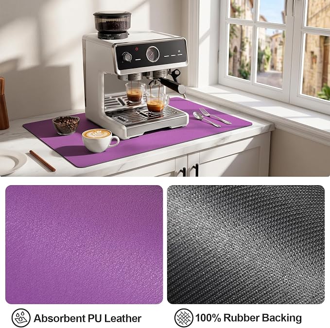 Ecotrim Coffee Mats for Coffee Bar Accessories, Purple 16" x 24"