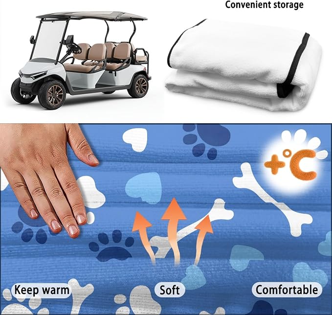 Dog Paw Golf Cart Seat Covers, Universal Golf Accessories with Pockets, Non Slip Towel Blank for Club Car