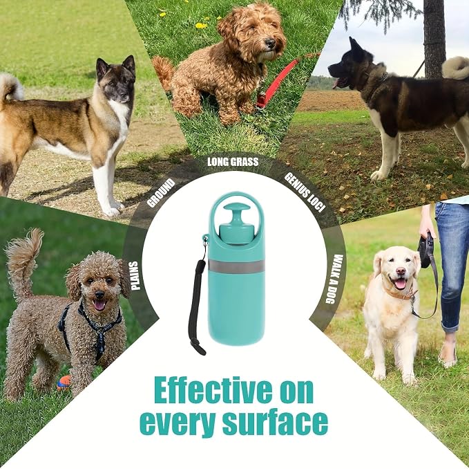Pooper Scooper for Small Dogs, Portable No‑Touch Waste Picker with Built‑In Bag Dispenser 1 Roll 15PCS Bags, One‑Handed Claw Grabber, Leak‑Resistant Storage for Small, Medium Dogs & Small Pets