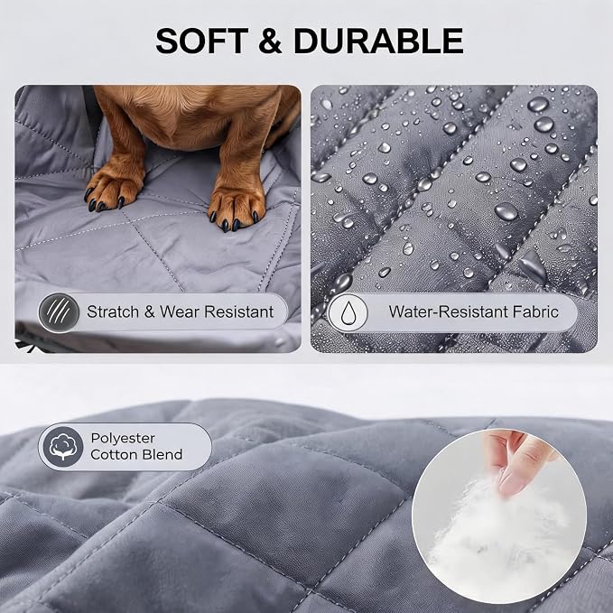 Portable Dog Shopping Cart Cover, Soft Fabric Cart Cover for Pets | Shopping Cart Hammock Secured with Hook and Loop with Safety Ropes, Comfortable and Easy to Clean with Carry Bag (Gray)