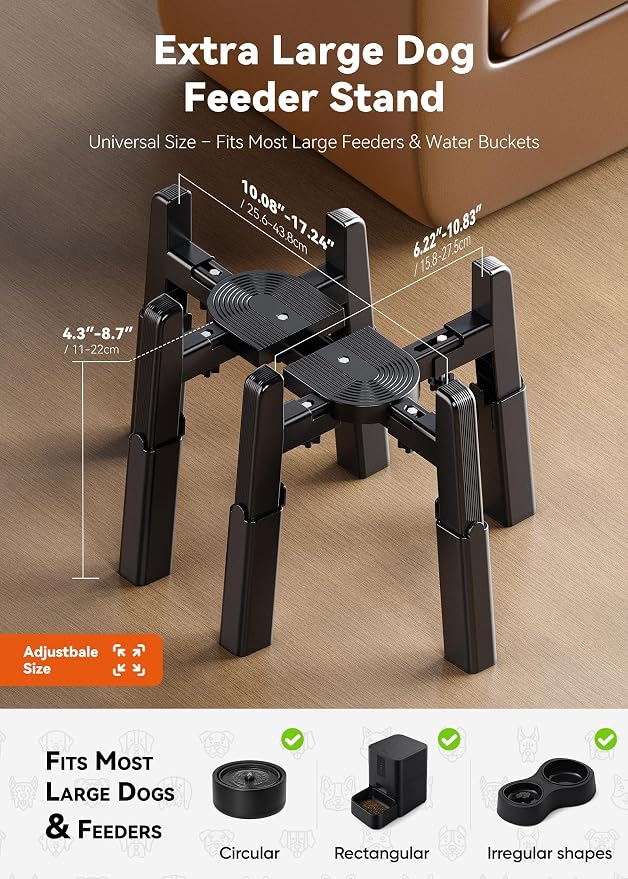 CZPET Dog Water Dispenser Stand Extra Large Holder [Stand Only] | Suitable for Pet Automatic Feeders, Size and Height Adjustable, Elevated Stand for Pet Feerders of Large Dogs