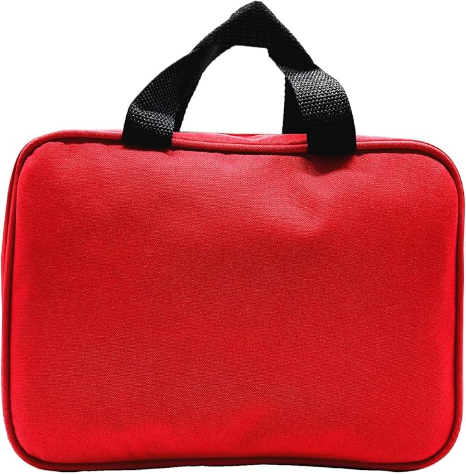 Red First Aid Bag Empty Travel Rescue Pouch Medical Bags First Responder Storage Compact Survival Medicine Emergency Bag for Car Home Office Kitchen Sporting Outdoor (Zipper MHS)