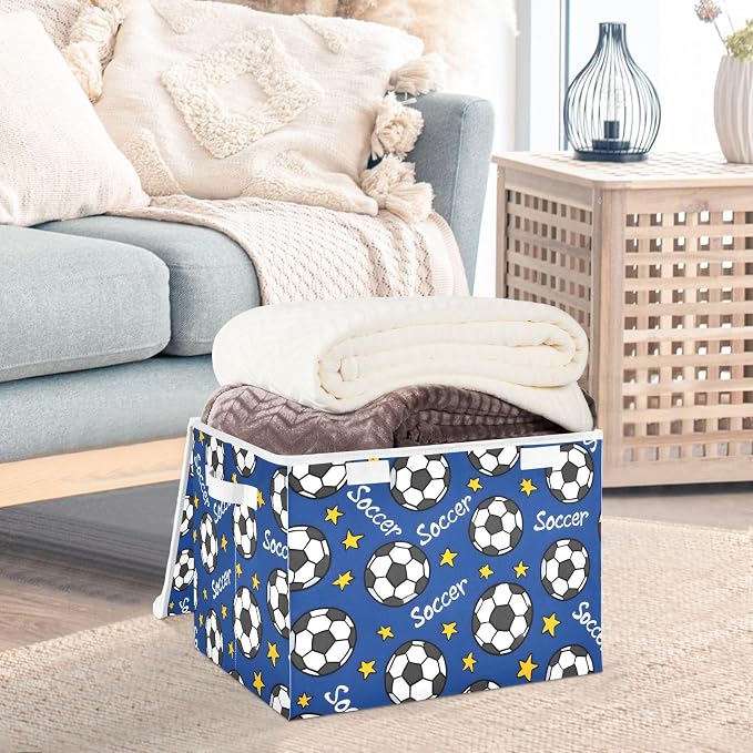 Ball Star Storage Bins with Lids Closet Bedroom 40L Storage Basket | Decorative Storage Boxes, Foldable & Stackable, Dust-Proof Flip Top, Reinforced Handles, For Home & Dorm, Clothes & Toy Box