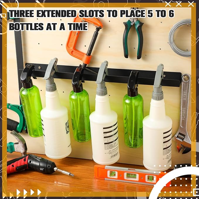 2 Pcs Spray Bottle Holder Wall Mounted Universal Trigger | Spray Bottle Storage Rack, Hardware Hanger Organizer, Holds up to 12 Sprayers (16 Oz), Mobile Garage Home Organizer
