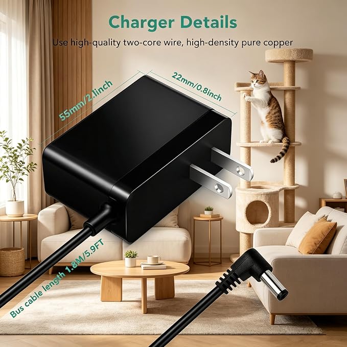 Power Adaptor Compatible with PetSafe Healthy Pet Simply Feed | Charger Compatible with Simply Feed Cat and Dog Food Dispenser，Powers for PetSafe Automatic Dog and Cat Feeder,6 FT Cable