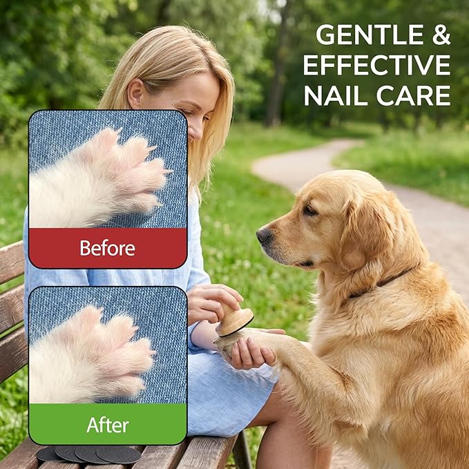 Dog Nail File, Dog Nail File Board, Nail File for Dogs, 14 Pcs Dog Nail Grinder Set with 2 Round Heads and 12 Sandpapers, Safe Nail Care Kit for Puppies and Adult Dogs