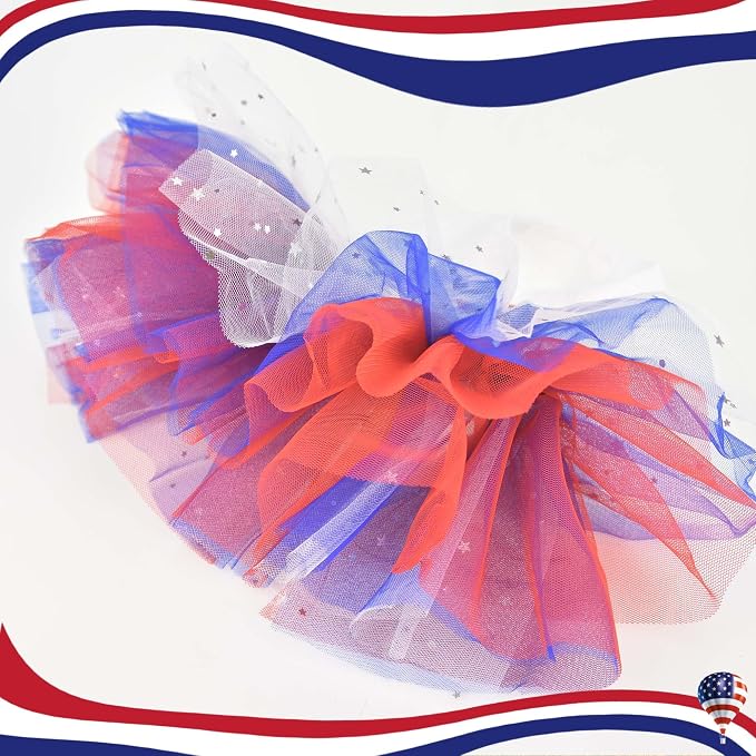 FLAdorepet4th of July Dog Dress with Hair Bow,Independence Day Dog Dresses Tulle Skirts for Small Dogs,Puppy Patriotic Clothes Pet Outfits Cats Apparel (4th of July, X-Large)