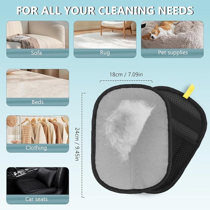 Luszmoax Pet Hair Glove for Cats & Dogs,Newly Upgraded Five-Finger Electrostatic Reusable Magic Brush,Pet Hair Remover Glove for Laundry for Pet Hair Remover Tool on Carpet,Clothing,Couch,Car Seat