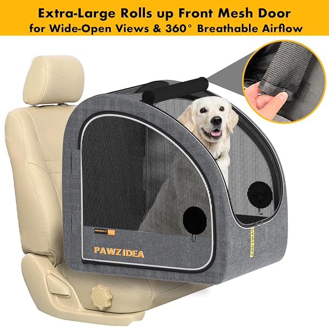 PAWZIDEA 3-in-1 Large Dog Stroller with Detachable Carrier, 45% Extra Tall | Dog Crate Car Travel for 2 Medium Dogs Sit Upright, Foldable Jogger Pet Stroller All-Terrain Up to 100lbs, Storage Organizer